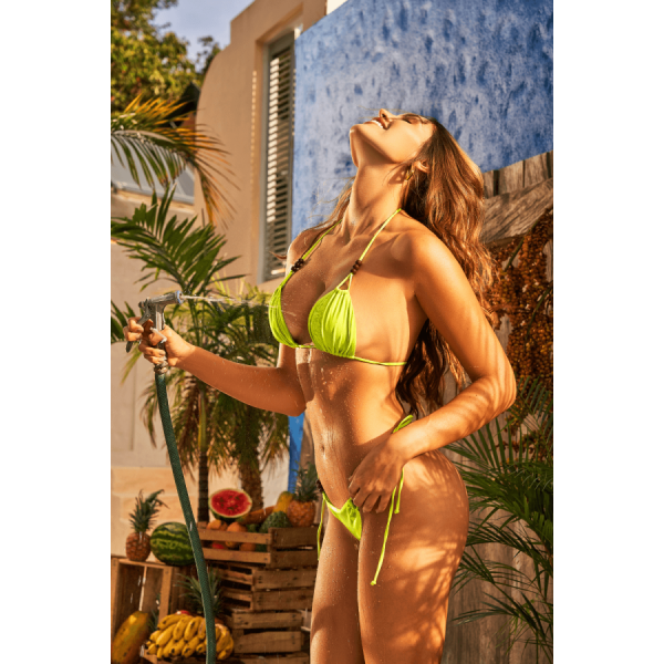 Bikini Triangle Vert avec Perles 